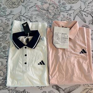 Adidas Men's Polo Shirt Set - White and Pink